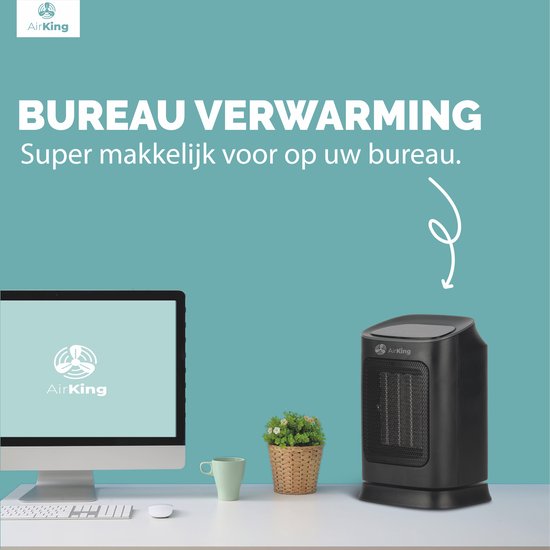 AirKing Réchaud électrique - Réchaud céramique compact avec écran tactile - Ventilateur de réchaud 2 étages 900 et 1800 watts - Protection contre l'inclinaison - Portable