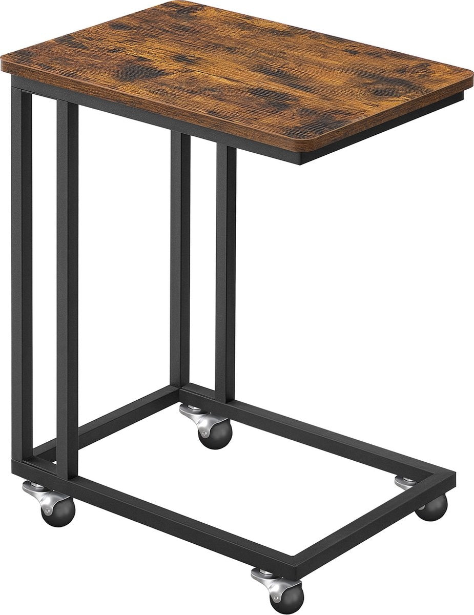 O'DADDY® Side Table - Table d'appoint pratique avec roulettes amovibles - Brun rustique - 50 x 35 x 55 cm