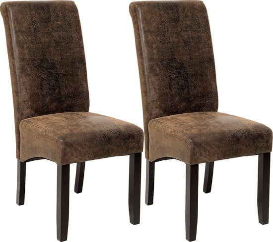 tectake® - Chaises de salle à manger - 2 pièces - aspect cuir de daim marron - 401596