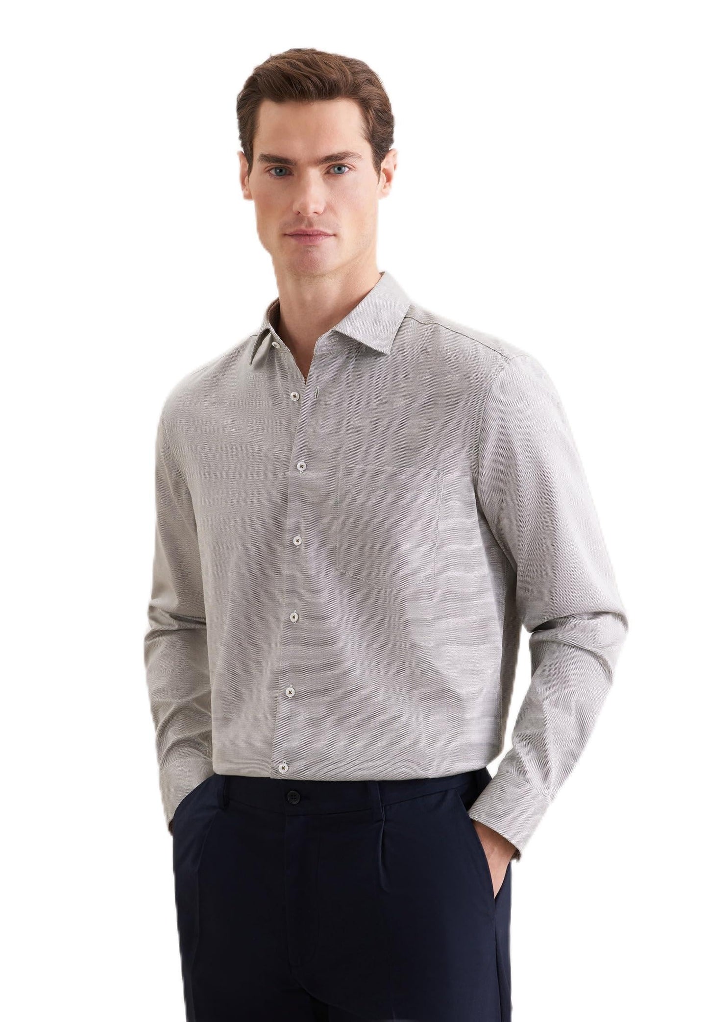 Chemise Seidensticker - Homme - Coupe Regular - Sans repassage - Col Kent - Coton - Vert - taille 43