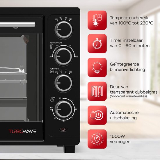 TurboTronic EV35 Four autoportant 35L - Mini-four - Four électrique - Noir