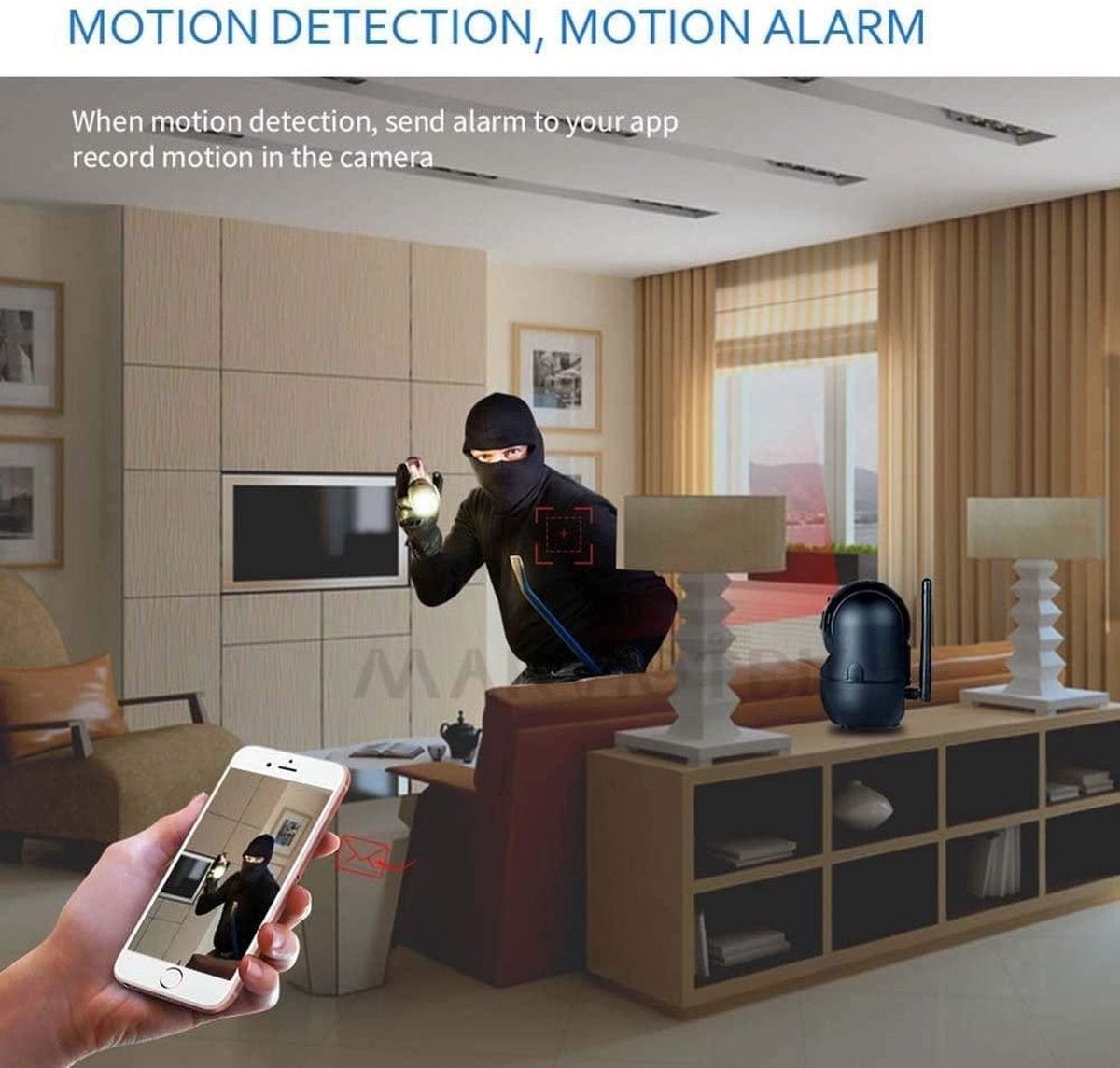 Fuegobird Indoor IP Camera - 1080P - Caméra de sécurité - Caméra pour animaux - Caméra pour bébés - Compatible avec 2.4G/5G WIFI - Détection de mouvement et de son - Fonctionne avec l'application - Blanc