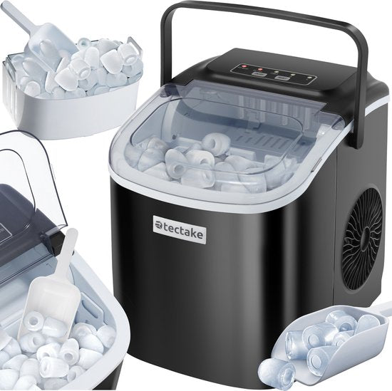 tectake® Machine à glaçons Arctic - 1.2L - 2 tailles de glaçons - Machine à glaçons - Machine à glaçons avec pelle à glaçons - Noir