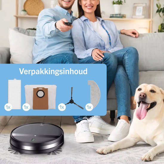 Skoov Robot accessoires aspirateur 2000PA - Convient à l'aspirateur Skoov Ecopulse - 1x filtre HEPA - 1x serpillière - 1x brosse latérale - 1x sac de collecte