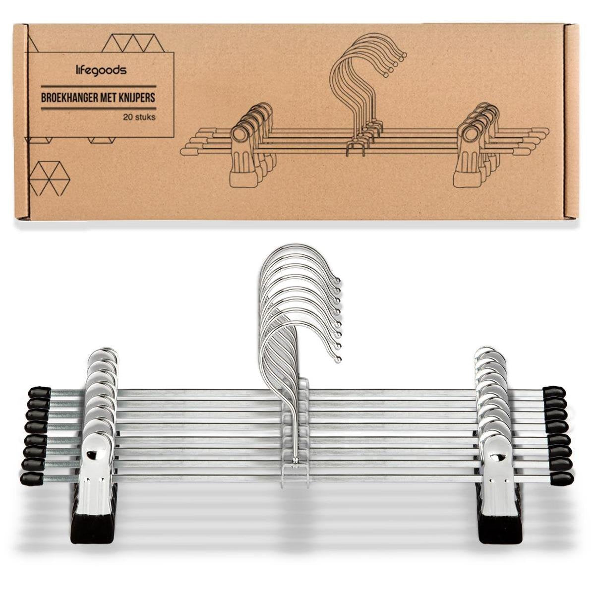 Cintres pour pantalons LifeGoods - 20 pièces - antidérapant - métal