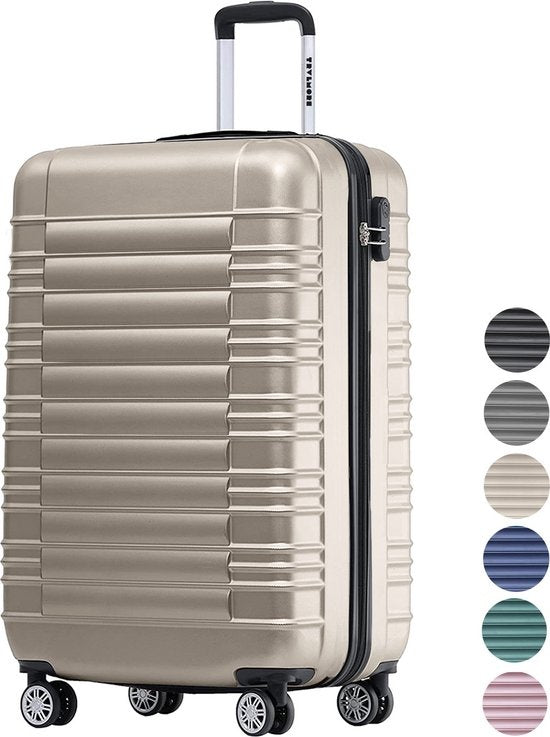 TRVLMORE Valise - Bagage à main - Serrure à chiffres - Champagne - 54x36x20cm - 38L