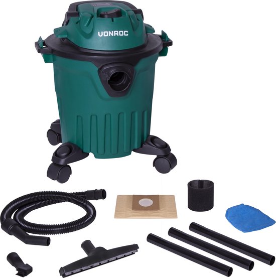 VONROC Aspirateur compact pour liquides et poussières - 1000W – Fonction soufflage – Réservoir de 12L - Câble d'alimentation de 5m
