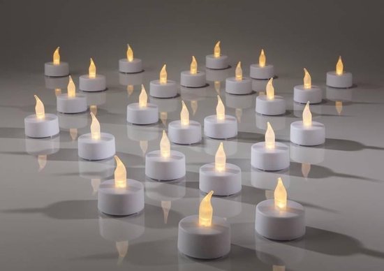 Bougies chauffe-plat LED - Boîte de 24 pièces - avec pile et minuterie