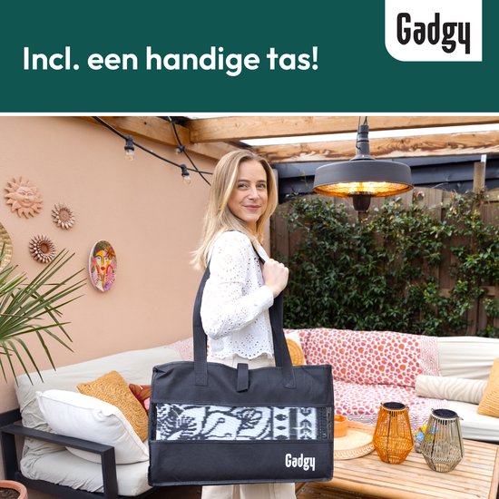 Tapis d'extérieur Gadgy XXL - Tapis d'extérieur 300x200 cm - Tapis de jardin double face - Tapis de pique-nique noir et blanc - Tapis d'extérieur