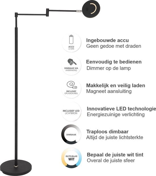 Steinhauer lampadaire Soleil - noir - luminium - 3515ZW