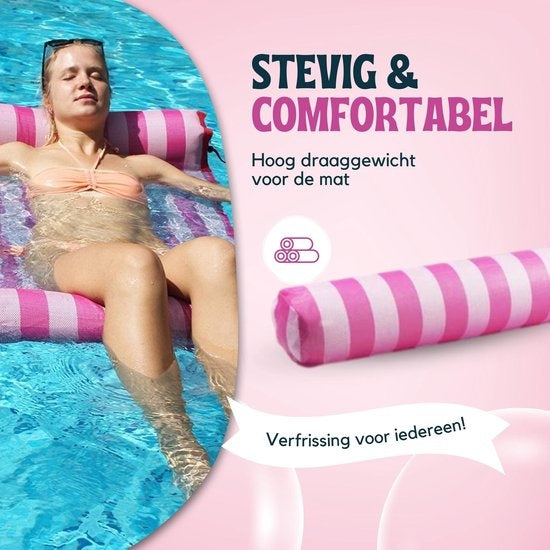 Travelly - Luxe Waterhangmat - Hangmat - Luchtbed - Luchtmatras Zwembad - Waterspeelgoed - Water hangmat - Roze