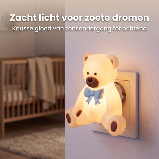 Cheqo® Veilleuse pour enfants, pour chambre d'enfant et chambre de bébé - Veilleuse pour bébé « Petit ours » - Veilleuse à brancher - Veilleuse LED pour chambre à coucher - Veilleuse à brancher en forme d'animal - Veilleuse à brancher blanc chaud pour enf