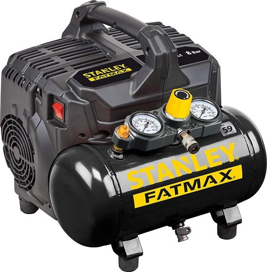 Compresseur professionnel Stanley Fatmax, compresseur d'air sans huile, silencieux, horizontal, 1 ch, 8 bar, cuve 6 L