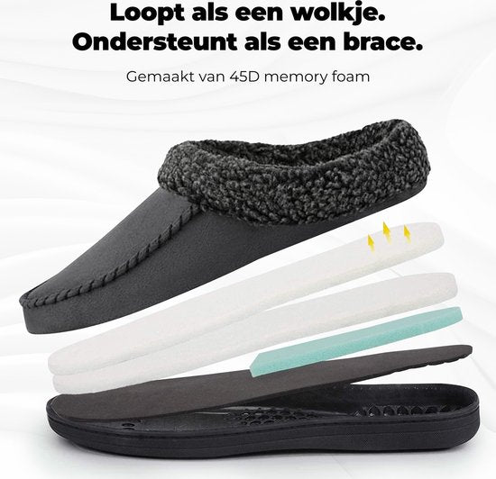 Chaussons Hommes - Chaussons - Taille 44/45 - Gris - Antidérapant - Comfeet