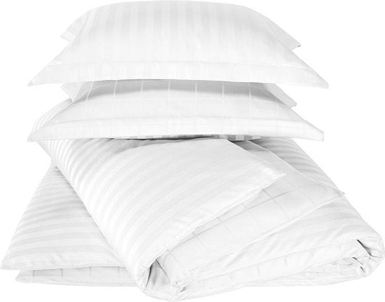 Housse de couette De Witte Lietaer en satin de coton Zygo - Lit jumeaux - 240 x 220 cm - Blanc