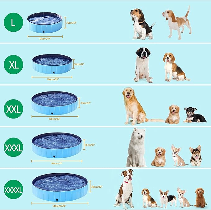 Piscine pour chiens Yaheetech Ø 180 x 30 cm - Pliable - PVC - Avec brosse/4 rustines - Bleu