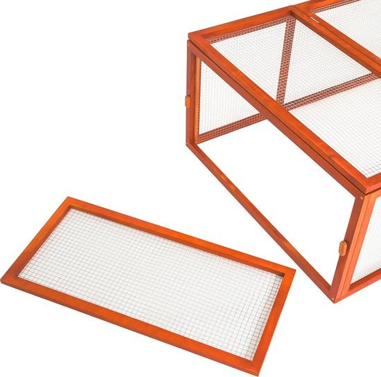 clapier à lapin tectake marron - 404403