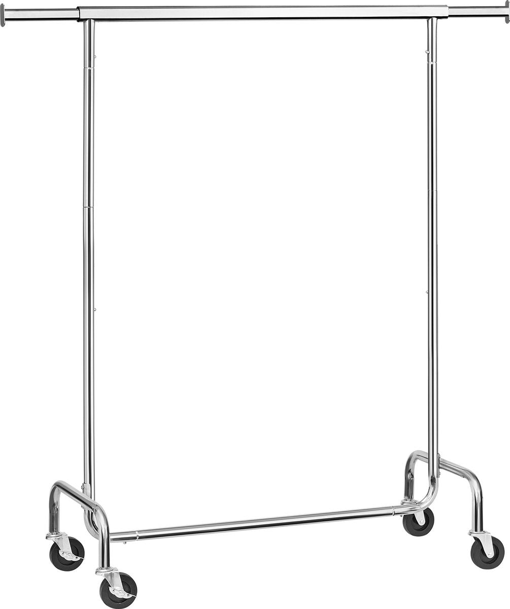 O'DADDY® Porte-vêtements sur roulettes - Porte-vêtements - Barre à vêtements réglable - Barre à vêtements extensible - Barre de suspension réglable - Stable jusqu'à 130 kg - Silver