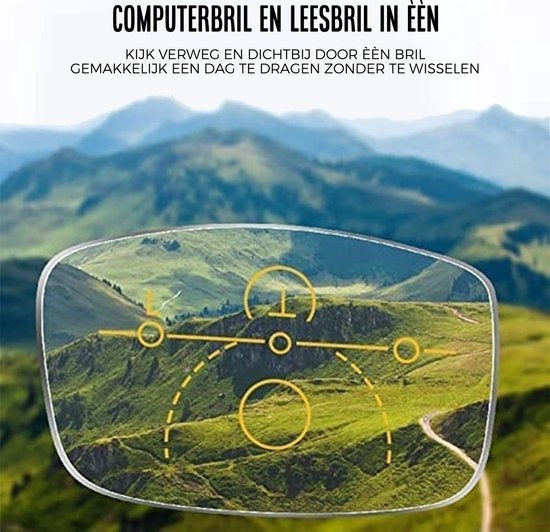 Lunettes d'ordinateur Shine Anti Blue Light 3.00 - Lunettes d'affichage multifocales - Lunettes de lecture pour femmes et hommes - Accessoires inclus