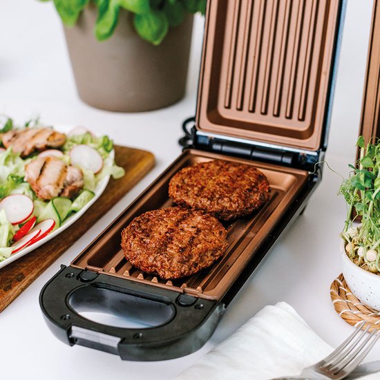 Gril multifonction Livington Copperline Flipswitch, 800 W, livré avec un livret de recettes