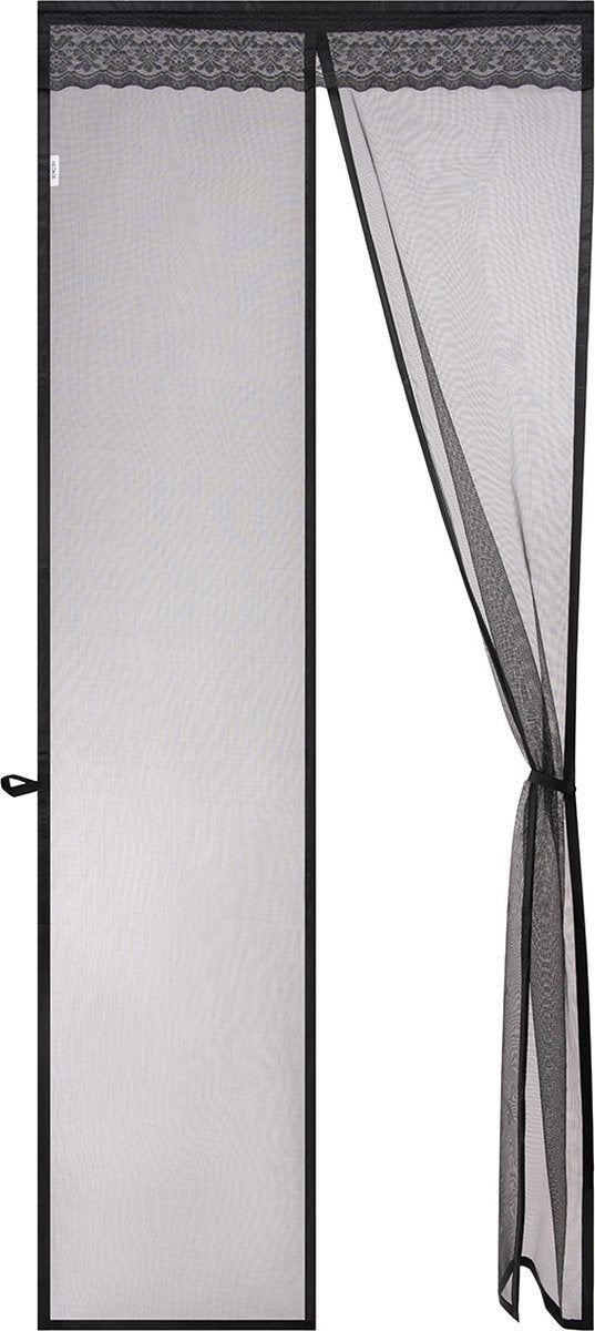 Rideau de porte O'DADDY®- Rideau anti-mouches - Magnétique - FIBRE - Moustiquaire de porte Deluxe 92 x 230 cm - Noir Hor