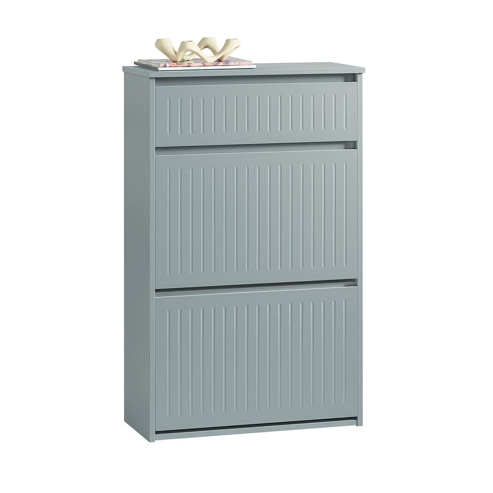 SoBuy Meuble à chaussures FSR165-HG - 2 abattants et 1 tiroir - MDF - 61 x 26 x 100 cm - Gris