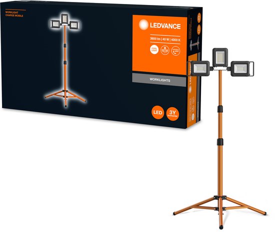 LEDVANCE Lampe de travail LED : pour le sol, WORKLAMP BATTERY STATTERY / 4-,- W, 22-...24- V, angle de rayonnement : 11-, Cool White, 4- K, matériau du boîtier : aluminium/plastique, IP54