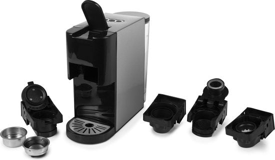 Machine à café Princess 249451 Multi Capsule - 5 en 1 - Compatible avec les capsules Nespresso et Dolce Gusto - Noir / Argent