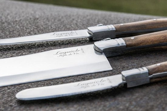 Laguiole Style de Vie Set de couteaux à fromage Luxury Line - 3 pièces - Bois d'olivier