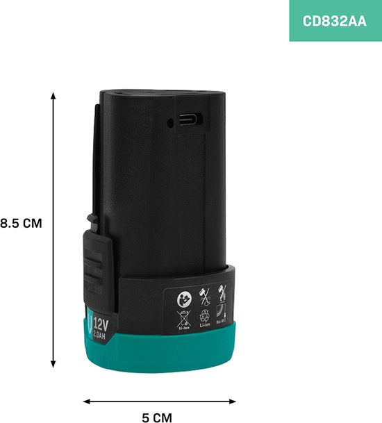 VONROC Batterie 12V - 2.0Ah - Câble usb-c inclus