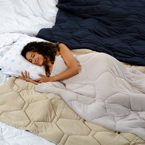 HappyBed Couette sans housse 240 x 220 - Couette d'été lavable - Couette imprimée sans housse - Couette sans housse - Lits jumeaux - Taupe