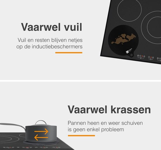 KitchenLove Induction Protector - Mat Round - 4 Pieces 3 Sizes - Pan Protector Mat - Heat Resistant up to 240°C - Black