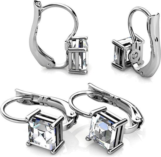 Yolora Ladies Earrings - Kalpa Camaka Crystals - Silver - 18K White Gold Plated - Women's Earrings Silver - Jewellery - Luxury Gift Box - Gift Box - Exclusive Gift Box - Beautiful Gift Packaging