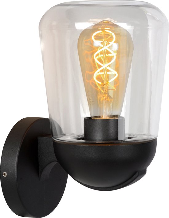 Lucide TULSA - Applique murale intérieur/extérieur - 1xE27 - IP44 - Noir