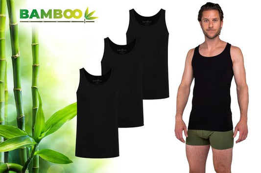 Bamboo Elements - Chemises en bambou pour hommes - Sous-vêtements pour hommes - 3-pack - Black - M - Débardeur pour hommes - Bambou - Sous-vêtements pour hommes - Chemise pour hommes