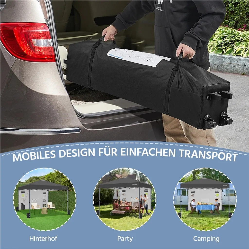 Tente de fête Yaheetech - 3 x 3 m - Avec paroi latérale - Réglable de 171 à 266 cm - Imperméable - Gris foncé