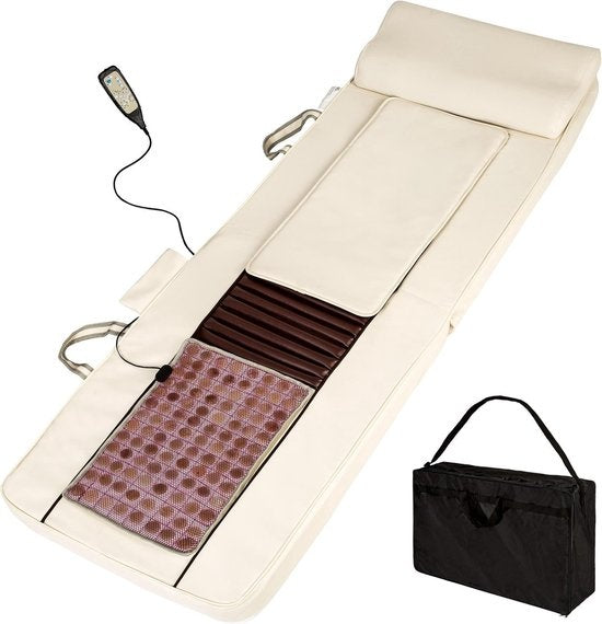 Matelas de massage Shiatsu, Tectake, Tapis chauffant en jade et télécommande, Beige