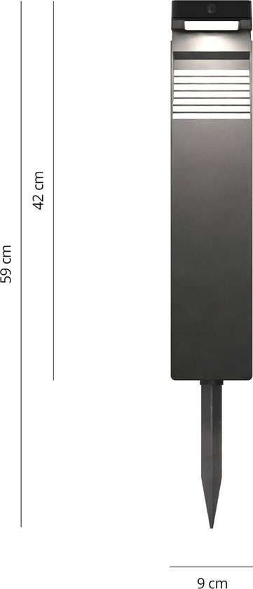 FlinQ Gaia - Lumière solaire intelligente pour le jardin - Lumière solaire pour le jardin - Puissance solaire - Lumière blanche et colorée - Détecteur de mouvement - Lot de 2 - Noir