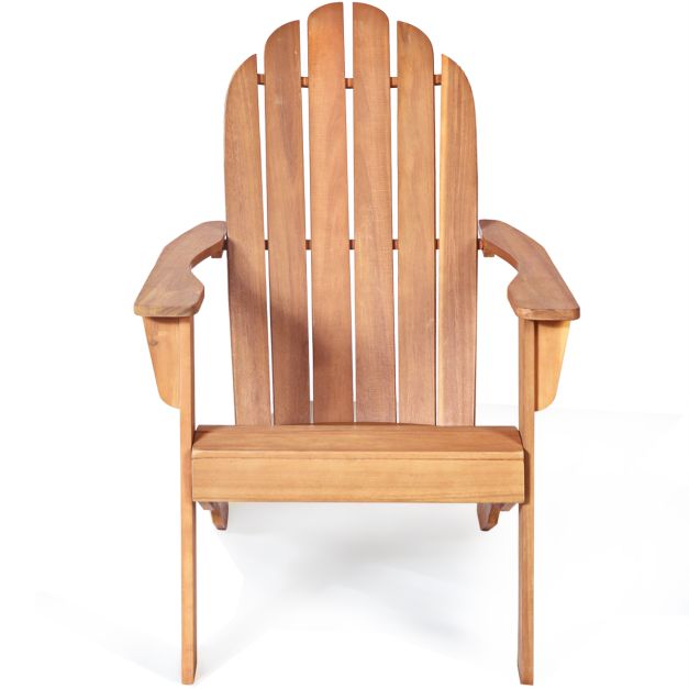 Coast Outdoor Wood Adirondack Chair 69x88x103 cm - Bois d'acacia naturel - Chaise de jardin pour terrasse, balcon et jardin