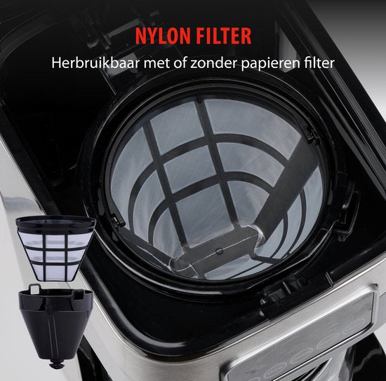 alpina Cafetière à filtre - 900W - 1.5 L - Gris/Noir