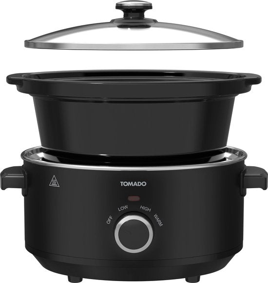Tomado TSC3501B - Mijoteuse - 3,5 litres - Cuve intérieure en céramique - 3 niveaux de chaleur - Fonction maintien au chaud - Sans PFAS - Noir