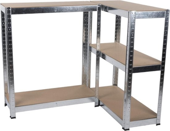 Kinzo - Armoire à racks (Heavy Duty) - 5 étagères en MDF, Max. 750 kg, montage sans vis - 172 x 75 x 30 cm - Métal/MDF - Gris/Brun