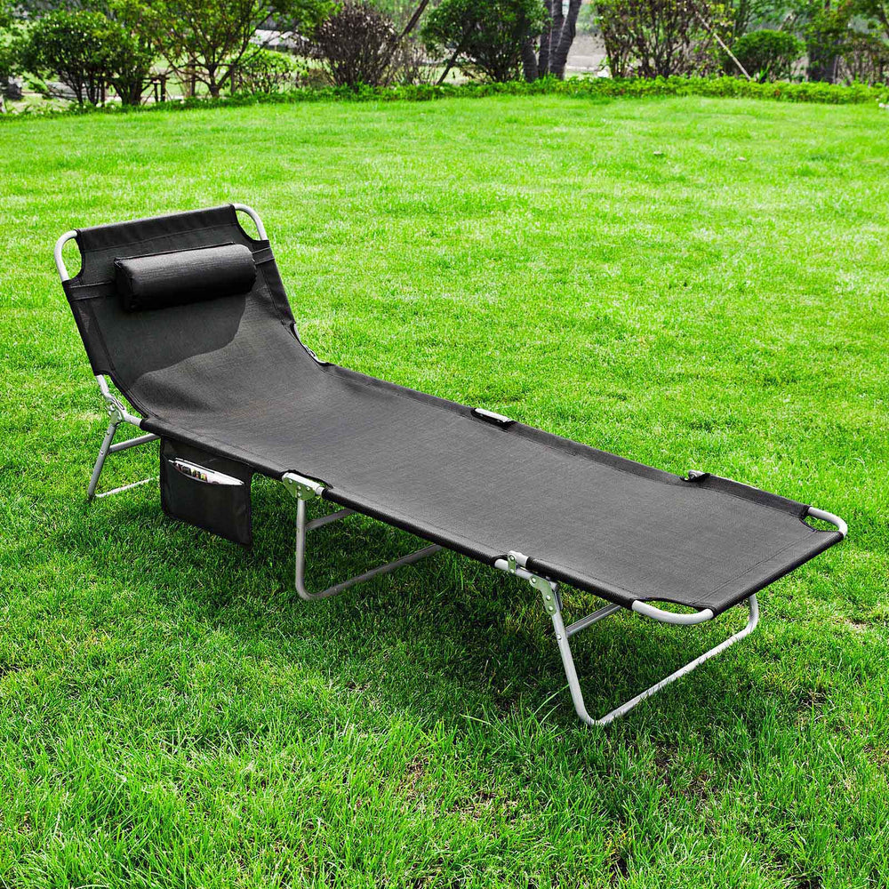 SoBuy Lounger Set Of 2 - Pliable - Noir - 195x29x62cm