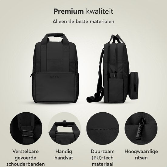 ONYX Sac à dos 20L avec compartiment pour ordinateur portable - Pochette d'organisation amovible - Mesdames et Messieurs - Sacoche pour ordinateur portable - Sac d'école - Sac à dos - Noir