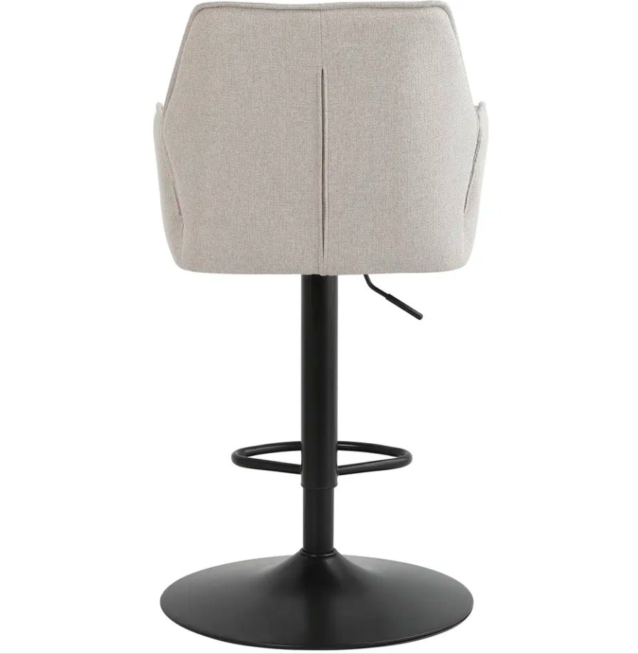 Tabouret de bar Raffy Beige - réglable et pivotant - avec accoudoirs - assise confortable en tissu - design moderne