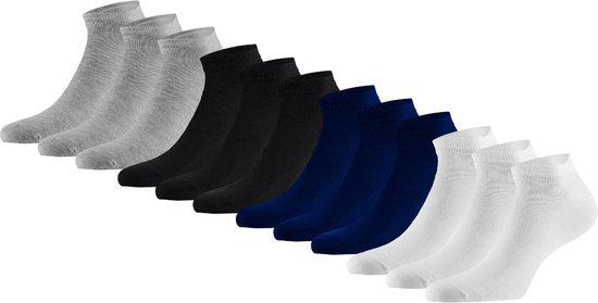 Bamboo Elements - Chaussettes de sport, lot de 12 paires - Assorties – 43-46 - Chaussettes en bambou – Chaussettes de sport pour hommes – Chaussettes de sport pour femmes - Chaussettes de sport