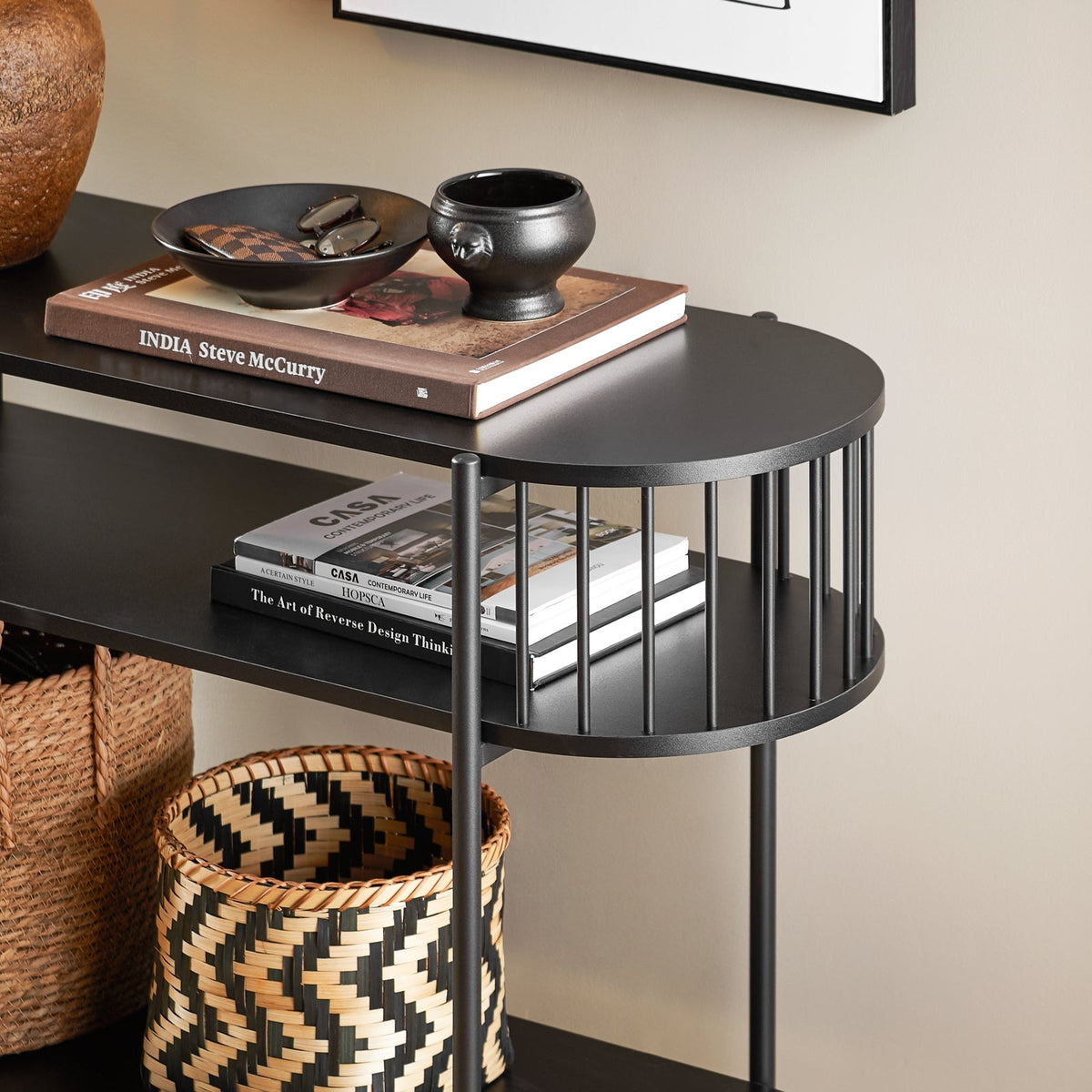 SoBuy Table console - Avec 3 niveaux - max 75 kg - 110 x 39 x 76 cm - Noir