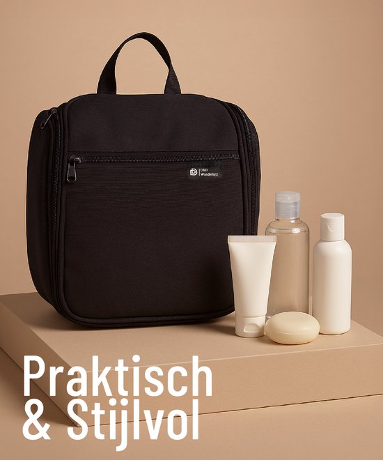 Trousse de toilette D&D Wanderlust avec crochet - Organiseur de voyage de luxe à suspendre avec 10 compartiments - Noir - Unisexe (femmes et hommes) - Capacité de 6 litres - Grande trousse de toilette de voyage à suspendre - Trousse à maquillage