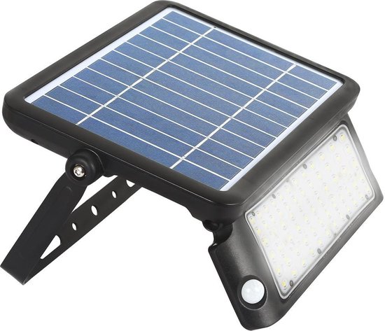 Projecteur LED solaire avec détecteur de mouvement - 3 modes - Sans fil - 1080 lumens - Noir