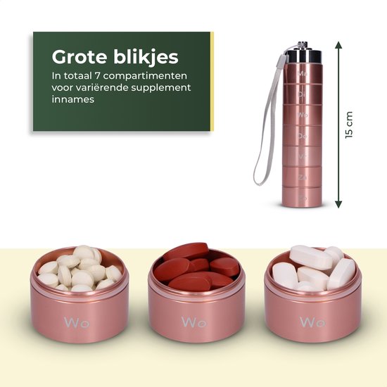 Boîte à pilules 7 jours Gandria - Boîte à pilules amovible - Boîte à pilules avec 7 compartiments - Boîte à médicaments avec fermeture solide - Étui - Étanche - Rose